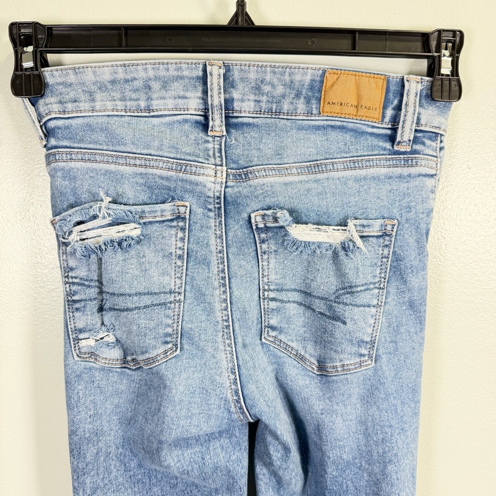 American Eagle Outfitters Medium Blue Distressed Flare Jeans - Picture 8 of 9